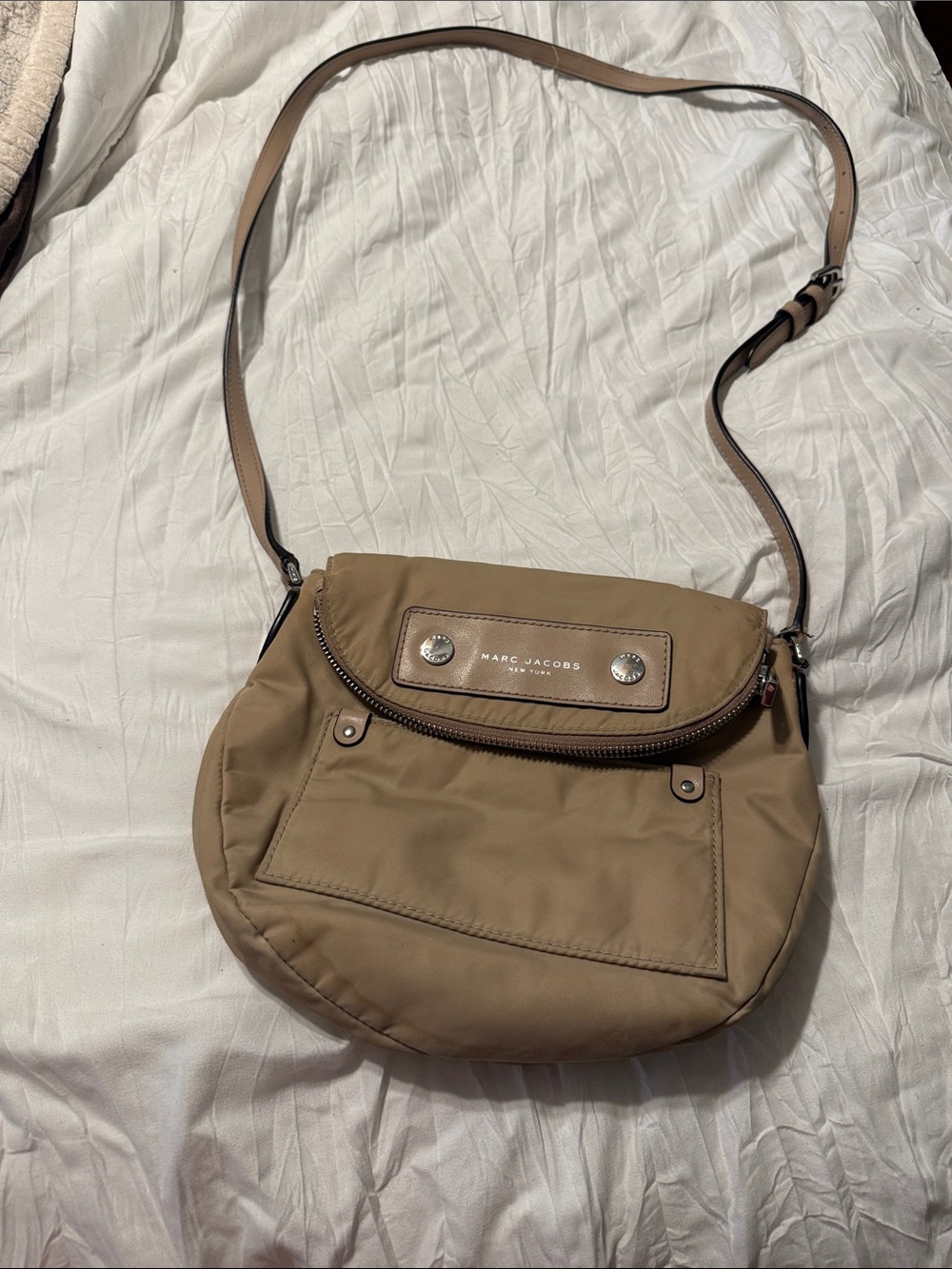 Marc Jacobs Taupe Nylon Crossbody with Leather Trim